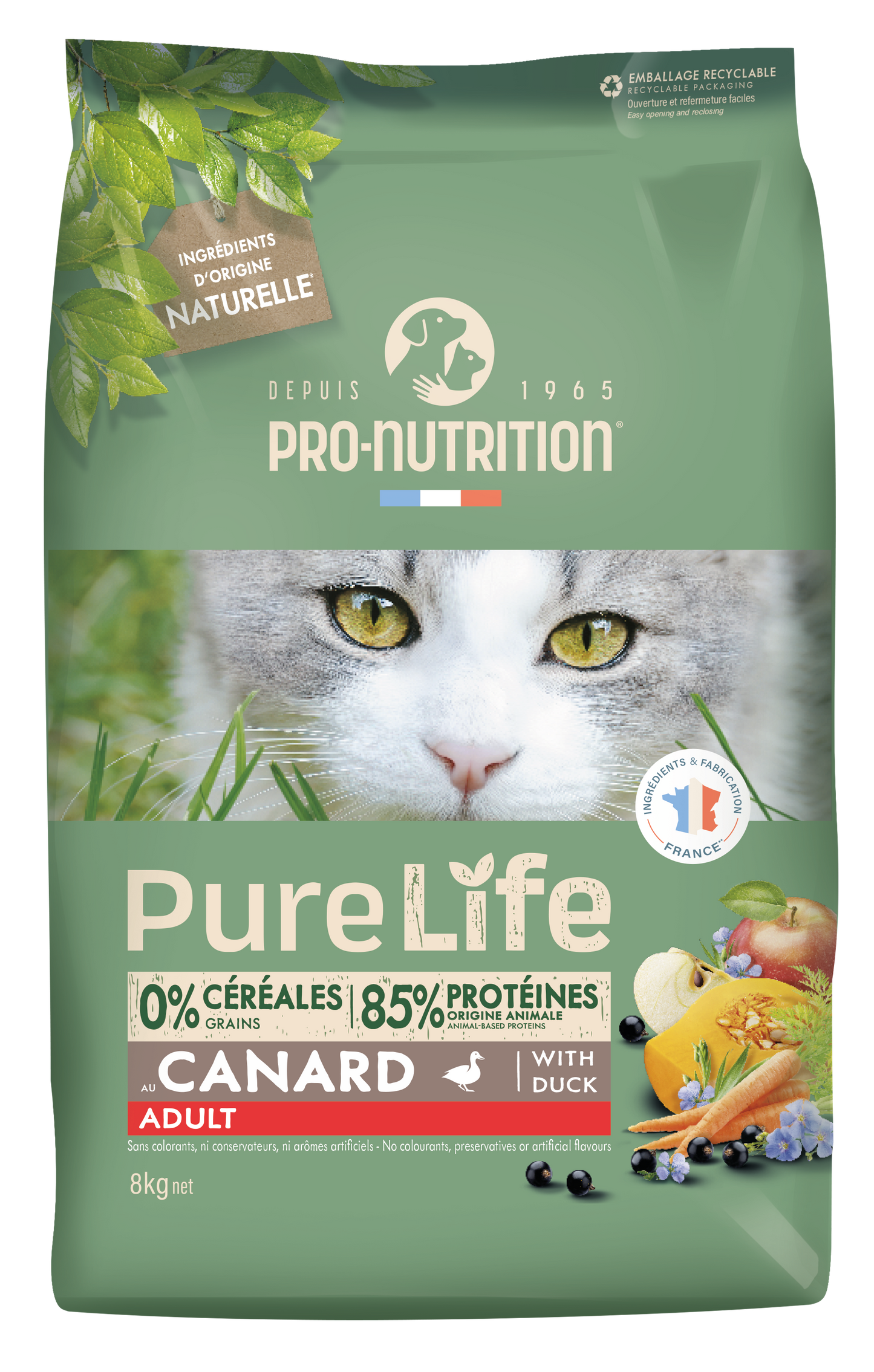 Pure Life Cat Adult With Duck 2 y 8 Kg